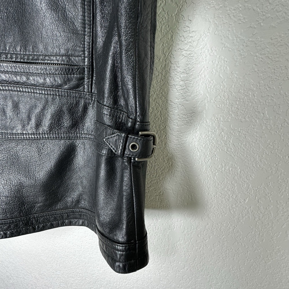 Harley Davidson Genuine Leather Jacket Black Riding Gear Vented Logo Women's Sml - Picture 8 of 15